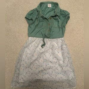 Wonder Nation Green White Floral Dress size S 6-6x